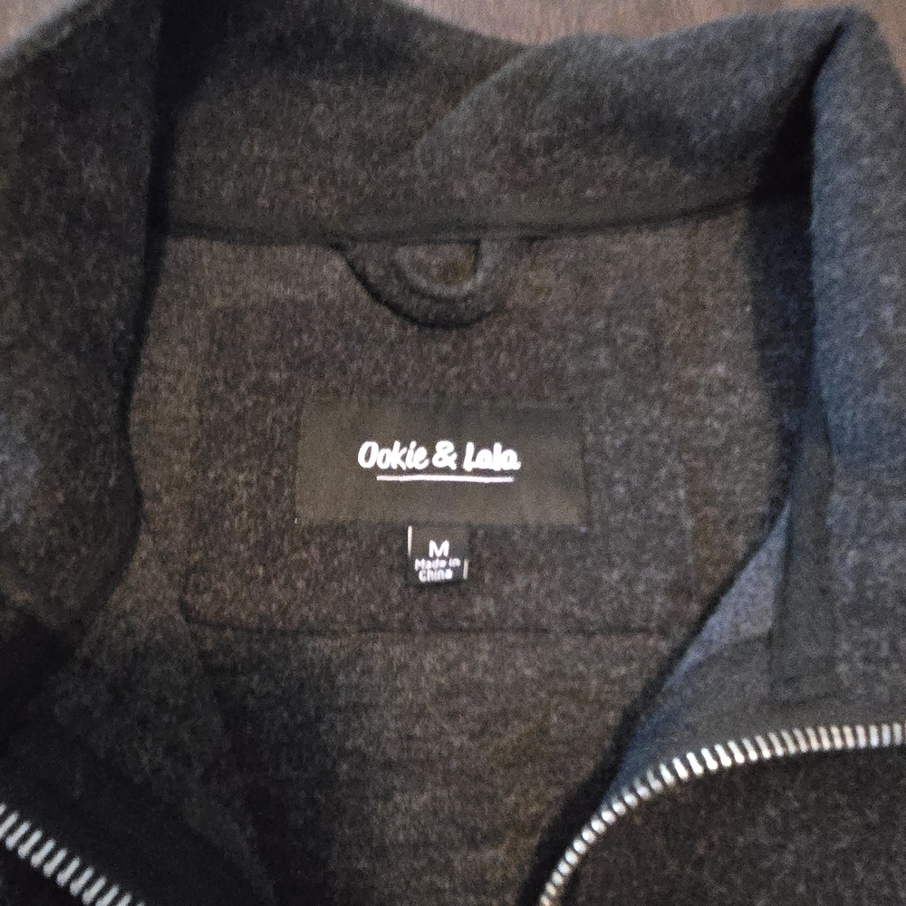 Ookie & Lala Women's Heathered Charcoal Warm Jacket Full Zipper Cozy Layering M - Picture 6 of 7